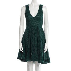 Sandro Green Eyelet Crochet A-Line Dress